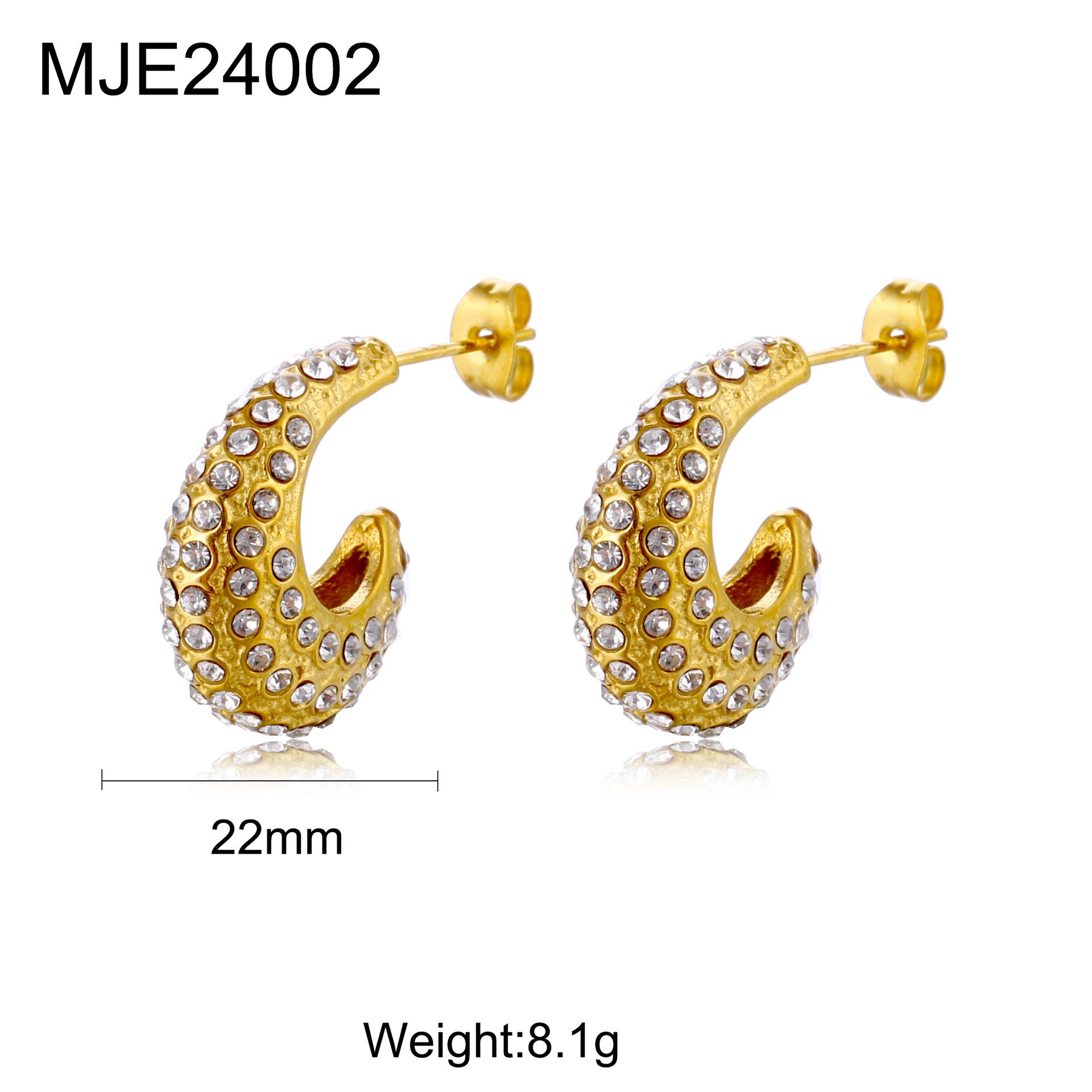 

High-End C-Shaped Full Diamond Stainless Steel Earrings 18K золотой