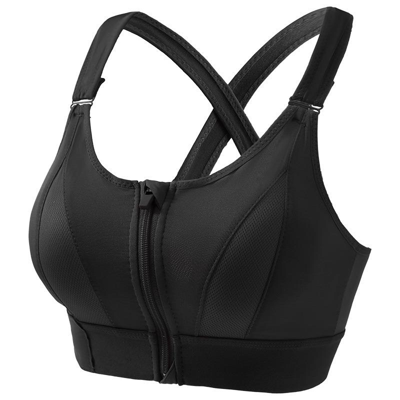Reggiseno Sportivo da Donna Taglie Forti con Zip Regolabile Reggiseno da Yoga Senza Cuciture Schiena Incrociata Senza Ferretto