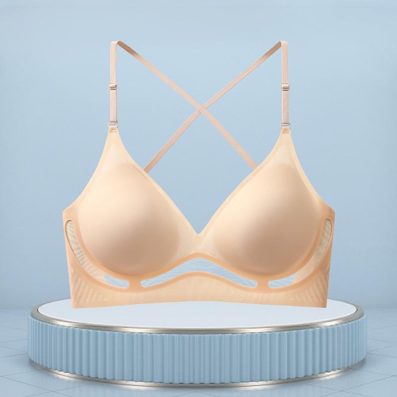 Traceless comfortable underwear women's beautiful back new popular bra big chest small chest gathering summer thin bra