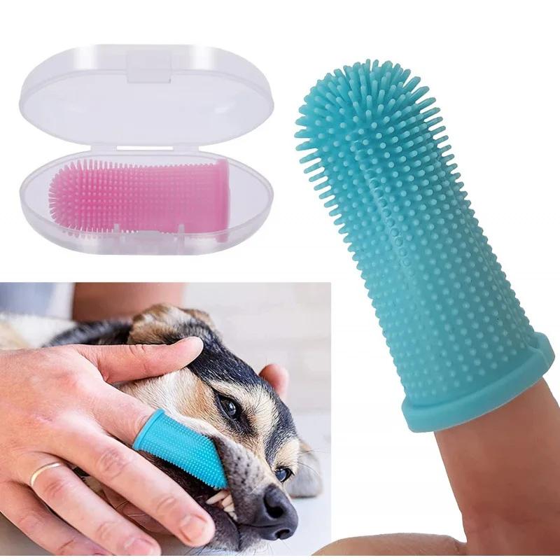 

5PCS Dog Super Soft Pet Finger Toothbrush Teeth Cleaning Breath Care Nontoxic Silicone Tooth Brush Cat Dog Toothbrush Pet Produc рожевий