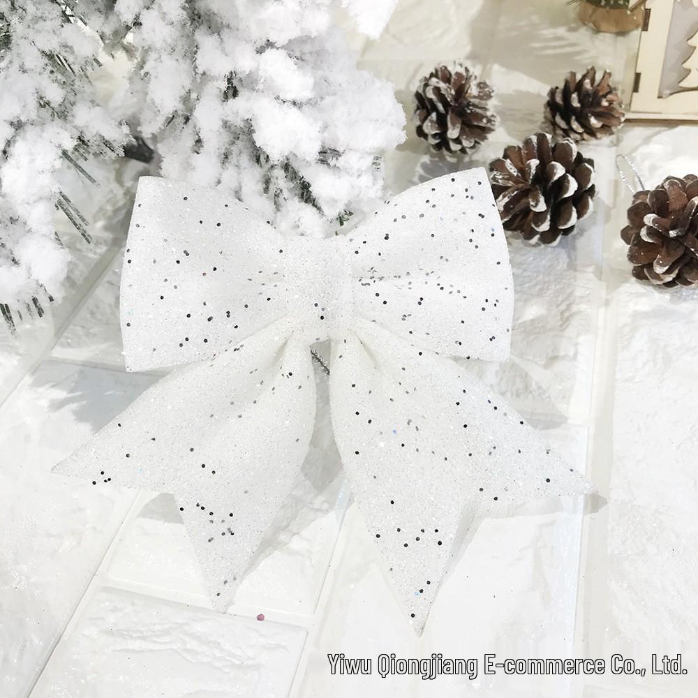 Gold Glitter Christmas Bow for Window Displays and Tree Decorations