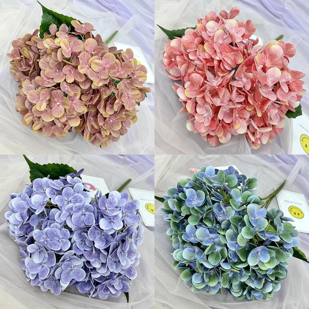 Elegant Hydrangea Artificial Flower Set With Silk Fabric For Home Decor And Wedding Arrangements