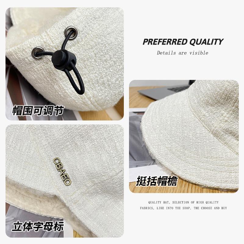 Wide face cover cap children autumn and winter versatile face small bucket hat sequined equestrian hat