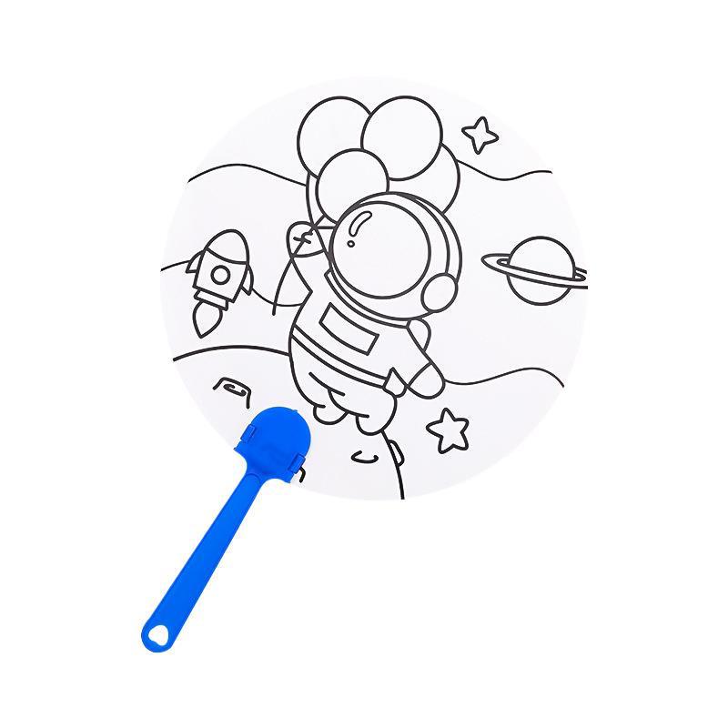 Children's DIY Cartoon Graffiti Fan – Creative Kindergarten Birthday Gift & Class Prize.
