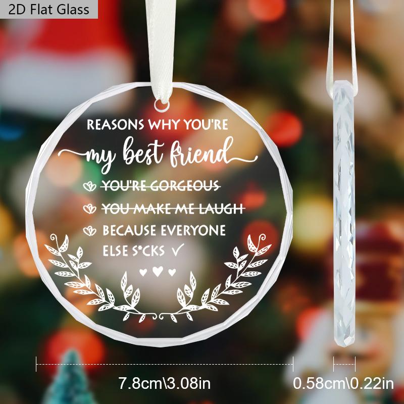 1pc/2pcs Christmas Friendship Ornament Friendship Gifts My Best Friend Ornament Christmas Tree Decoration Glass Ornament Xmas Gift