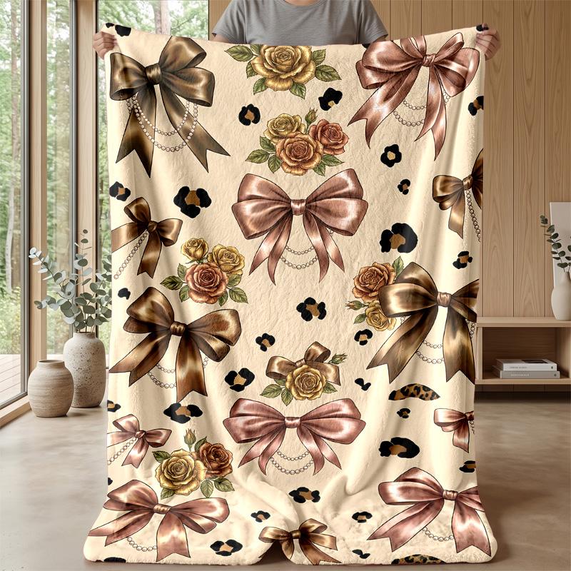 Leopard and Blue Roses 1 Theme blanket Lightweight Warm Flannel Blanket Decorative Throw Blanket for Home Decoration