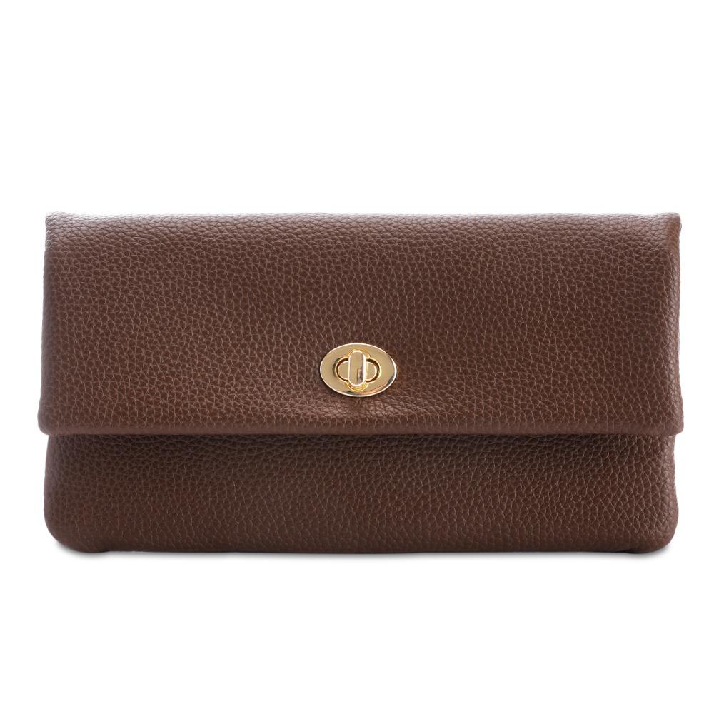 

Zipper Envelope Wallets Metal Buckle Change Bag Simple Women Long Clutch Bag Women кавовий