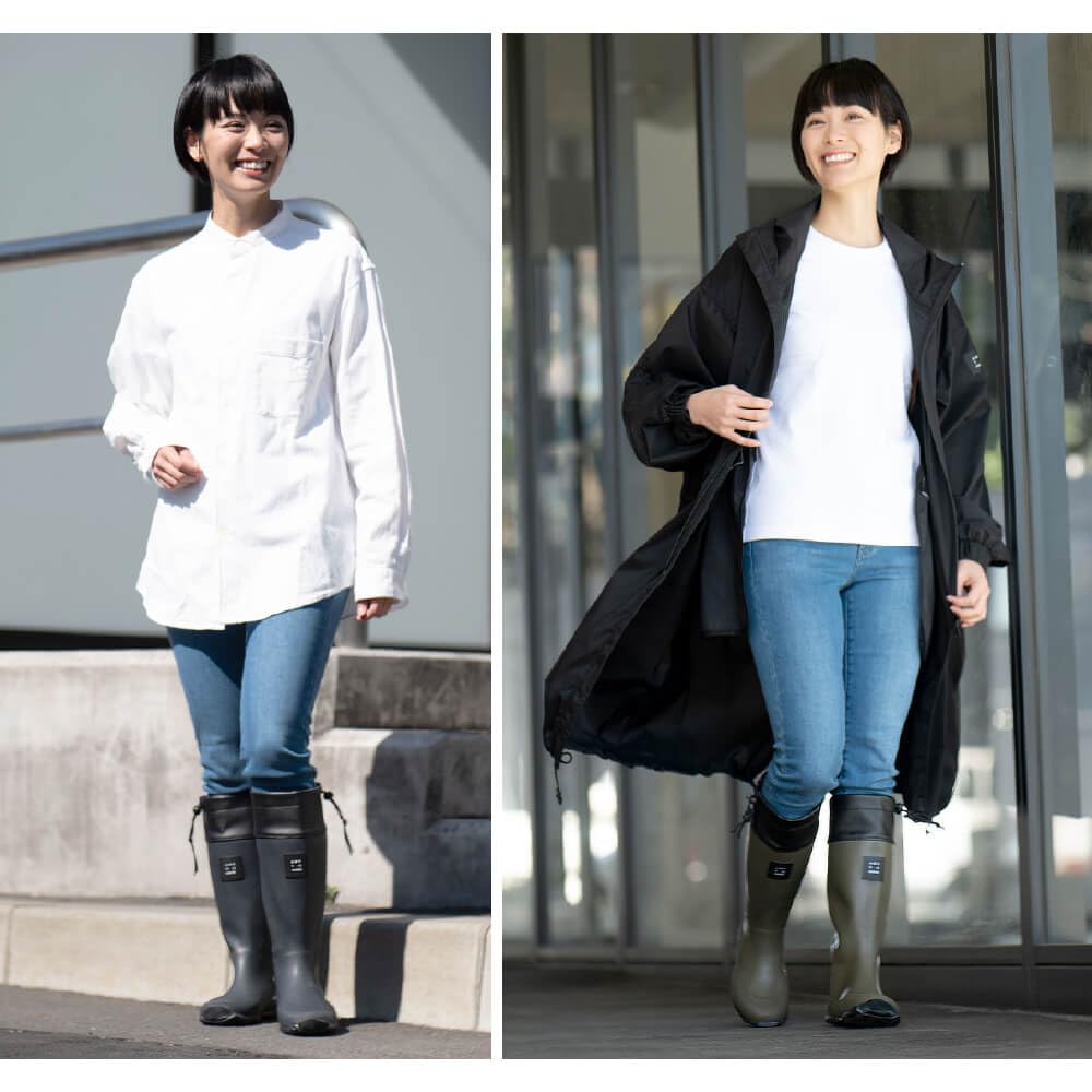 Ametohare AH-600 Roll-Up Regenstiefel, Faltbar mit Aufbewahrungstasche, Damen und Herren, Größe S (Olive, Messung 23 Punkte, 5 Zentimeter)