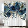 Watercolor Flowers And Plants Patterns Shower Curtain, Bathroom Decorative Shower Curtain, Waterproof Shower Curtain With Hooks