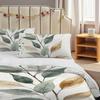 Pillowcase Quilt Cover Three-Piece Bedding,Watercolor Style,Branches And Leaves Green Leaves Yellow Leaves Background Texture
