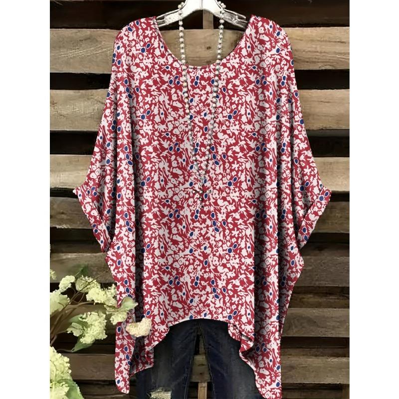 Summer Women's Bohemian Style Print T-Shirt Tops Fashion Striped Flower Graphic T-Shirt Casual Comfort Short Sleeve