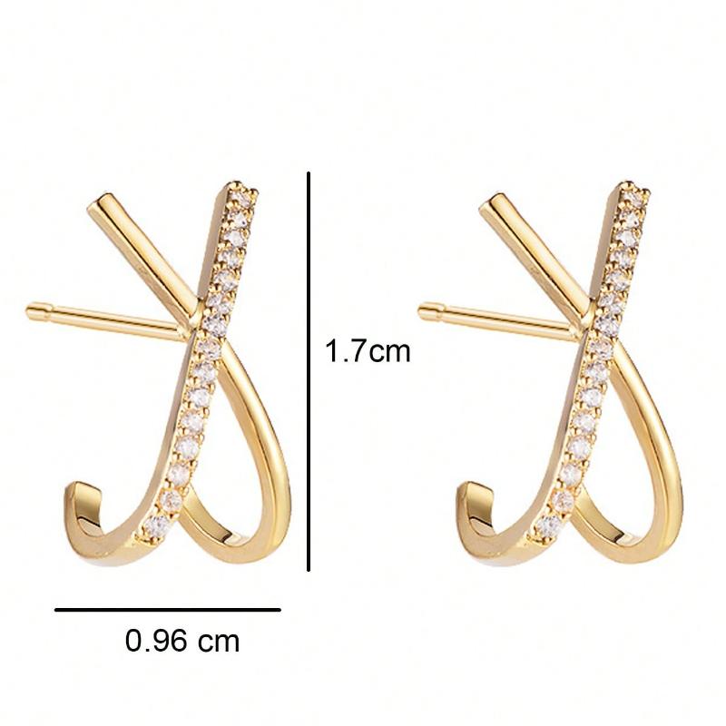 Rhinestone Decor Twist Stud Earrings