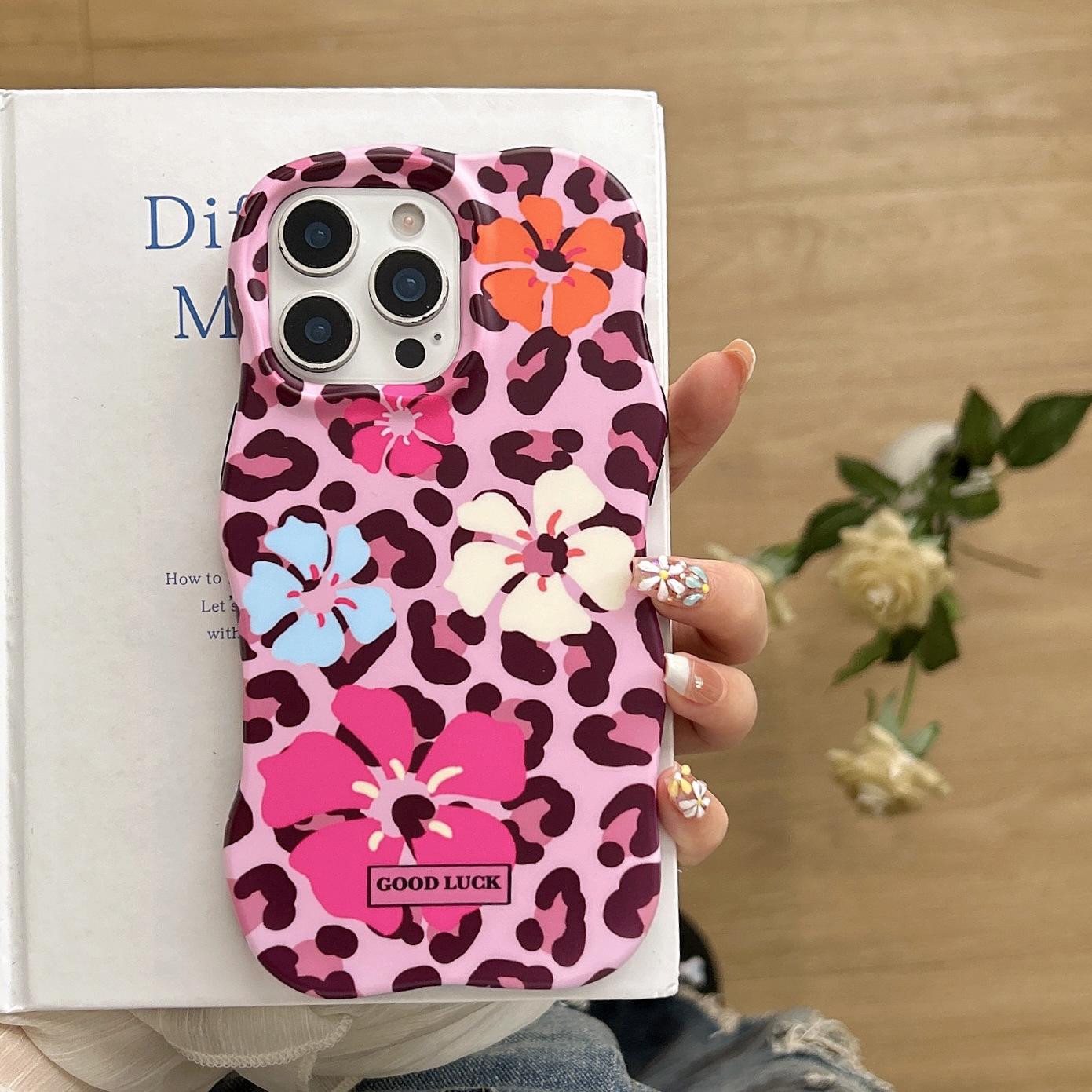 

Leopard Print Flower Frosted Phone Case for iPhone 15/14/16 Pro Max & Apple 17 15 Pro