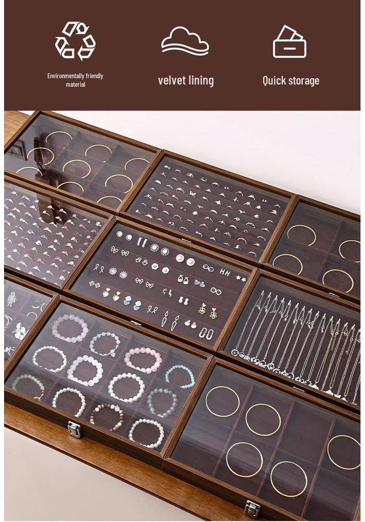 Walnut Wood Large Jewelry Box - Anti-Oxidation Storage for Rings, Earrings, Necklaces, and Bracelets
