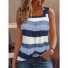 Canotta a righe senza maniche con scollo quadrato, stile estivo nuovo, taglio ampio e casual, capo superiore per donna