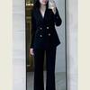 Slimming Black Two-Piece Suit for Women: Professional Spring/Autumn Wear