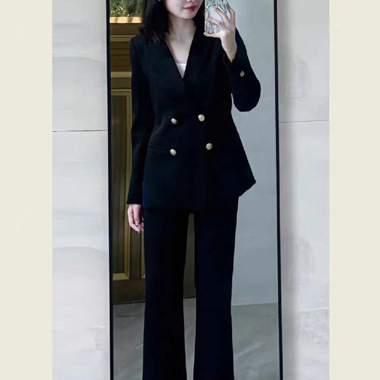 Slimming Black Two-Piece Suit for Women: Professional Spring/Autumn Wear