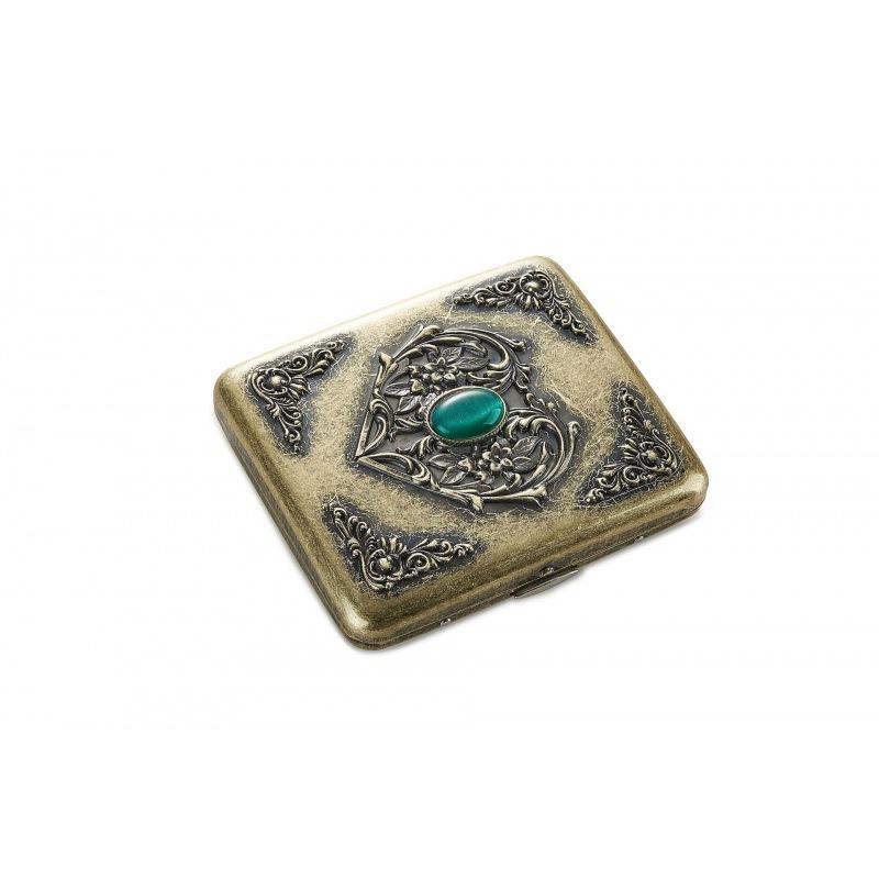 Vintage Metal Cigarette Case Box with Double Sided Spring Clip Open Retro Cigarete Case for Regular Cigarettes Men Gifts