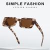 Vintage Beach/Travel Gradient Women'S Fashion Rectangle Leopard Sun Glasses Shades Square Sunglasses Uv400