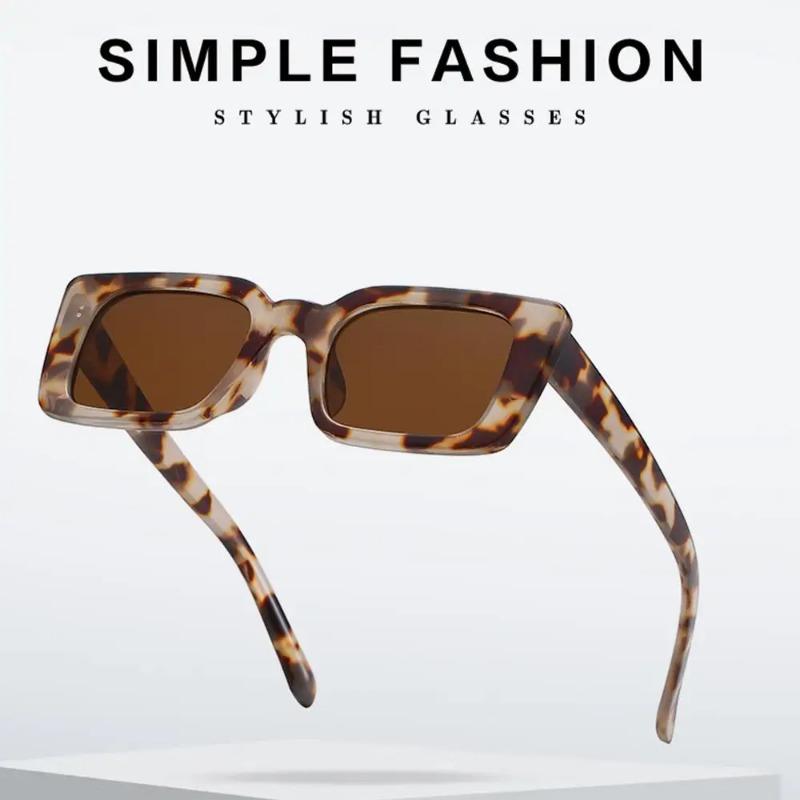 Vintage Beach/Travel Gradient Women'S Fashion Rectangle Leopard Sun Glasses Shades Square Sunglasses Uv400