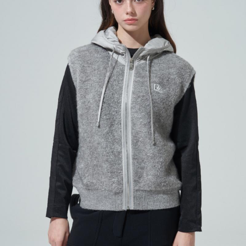 Blu Dot Soft Boucle Hooded Zip Vest Mg