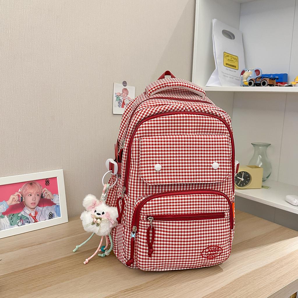 Schultasche Neuer Rucksack Karierter Rucksack Retro Pendler Laptop-Rucksack Schüler Rucksack mit großer Kapazität