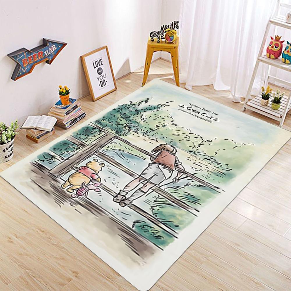 MINISO Disney Winnie the Pooh Hundred Acre Wood Children's Living Room Carpet Bedroom Corridor Bathroom Non-slip Floor Mat