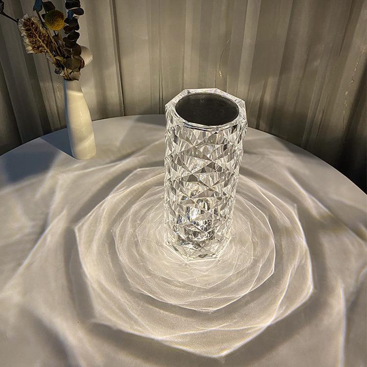 In Stock Luxury Rose Crystal Touch Lamp - Decorative Night Light for Bedroom