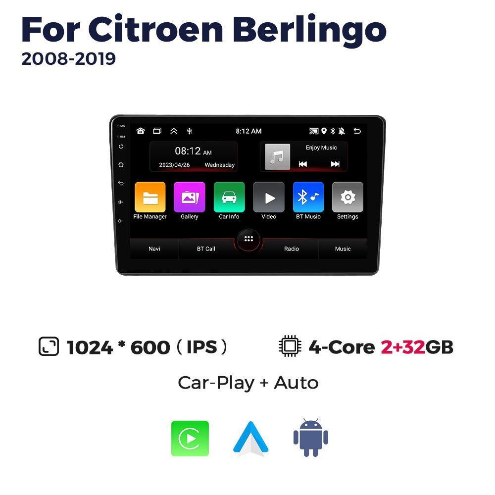 Car Radio 2 Din Stereo For Citroen Berlingo 2 B9 Peugeot Partner 2008-2018 Android Auto Multimedia Player Carplay GPS Navigation