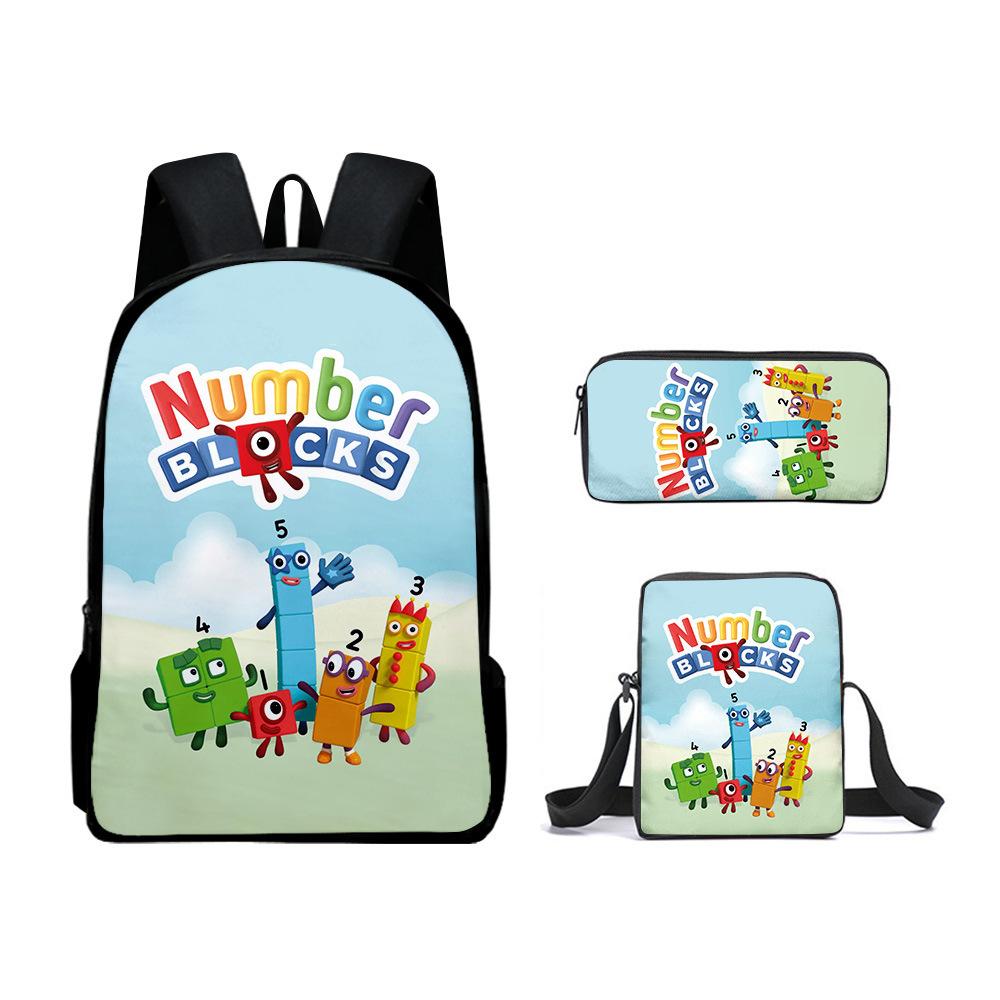 Game Merchandise Digital Building Block Schoolbag Backpack Satchel Pencil Bag Backpack Three-Piece Set