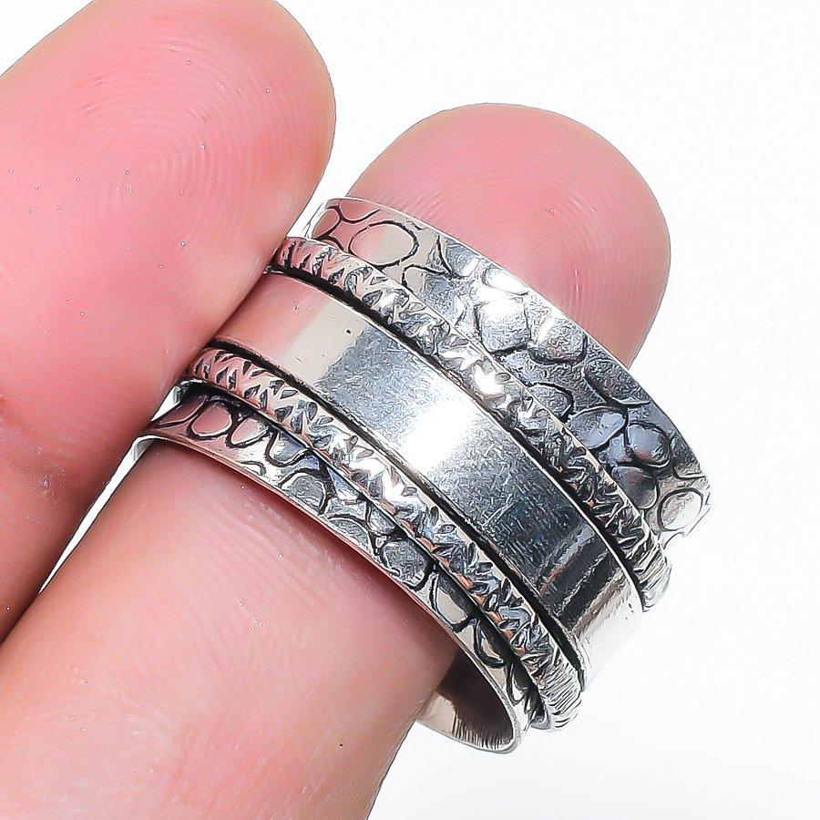 Natural Meditation Spinner 925 Sterling Silver Jewelry Ring Size 9.5 AR-17233