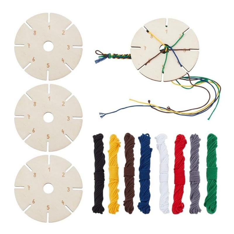 Round Handmade Weaving Board for Bracelets Crafting Portable Sturdy Wood Designs