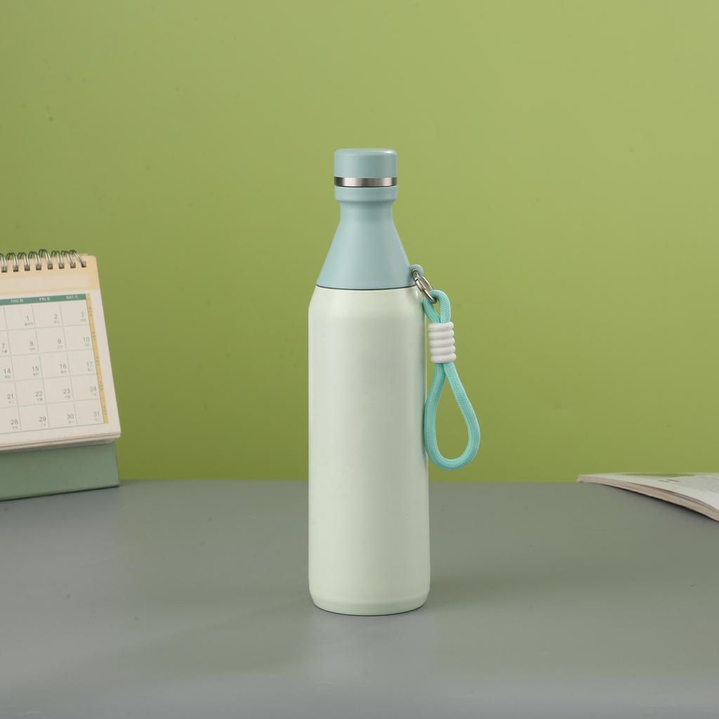 500ml Edelstahl Thermoskanne Einzigartiges Design Reisebecher Kleine Öffnung Auslaufsicher Wasserflasche für Auto-Getränkehalter Wandern Fitnessstudio Flasche