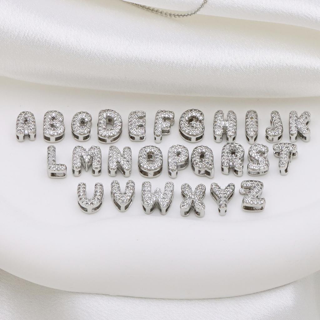Full Of Zircon Bubbles 26 English Letter Names White Gold Pendant Necklace Female Collarbone Chain