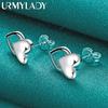 Pendientes de Tuerca de Plata de Ley 925 con Corazón de Amor para Mujer Joyería de Boda de Moda