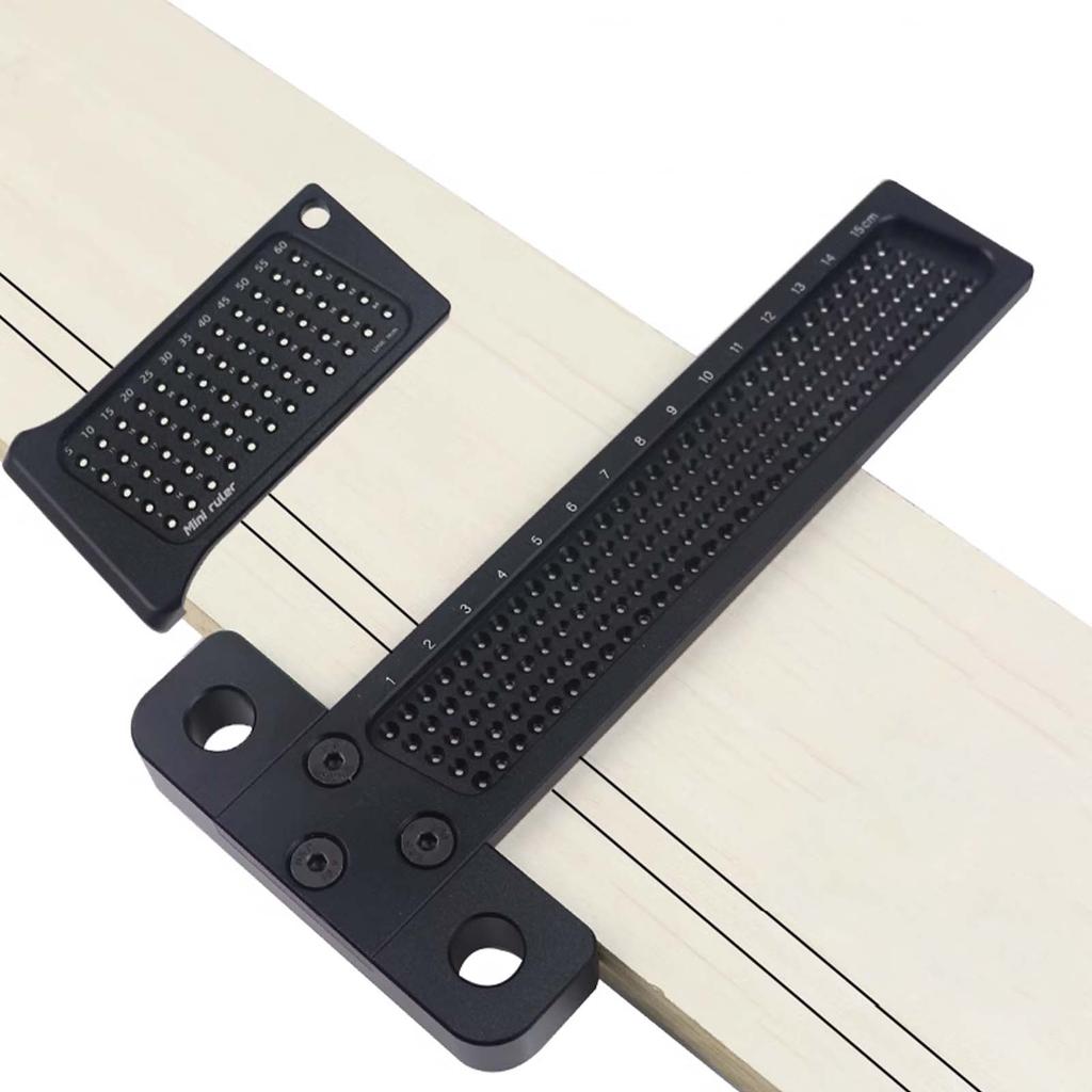 Woodworking Positioning Measuring Scriber, Aluminum Alloy Carpentry Squares Hole Scribing Ruler