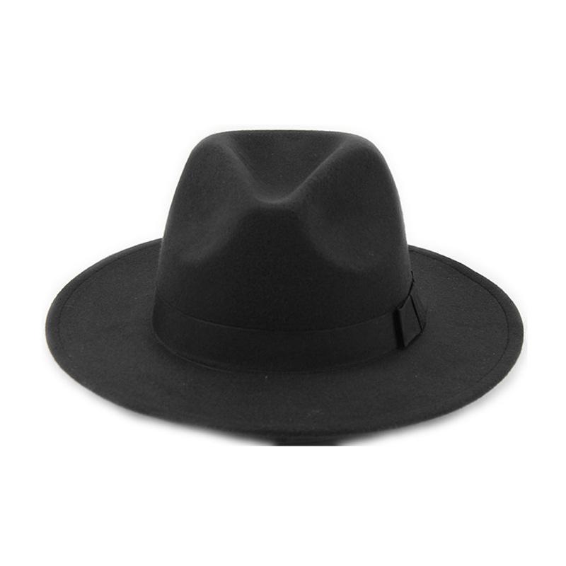 Street Shot Imitation Wool British Retro Jazz Hat Men'S And Women'S Big-Brimmed Top Hat Felt Hat Versatile Shade
