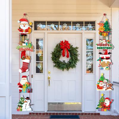 Christmas Hanging Door Banner Santa Claus Snowman Couplet Suitable for Home Merry Christmas Decoration Party New Year Gift 2025