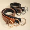Suede Women Wide Belt Rivet Western Cowboy Belt Adjustable Leather Waistband  Pants Accessories