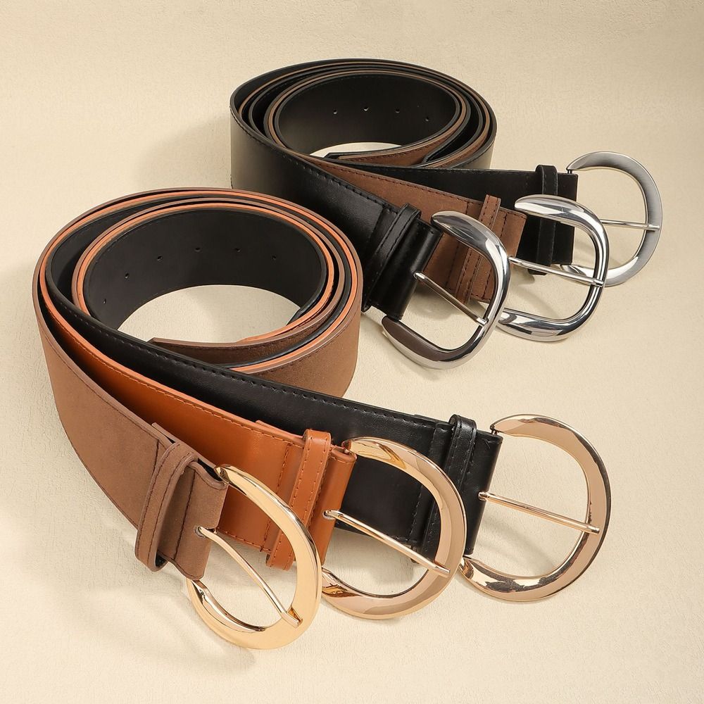 Suede Women Wide Belt Rivet Western Cowboy Belt Adjustable Leather Waistband  Pants Accessories