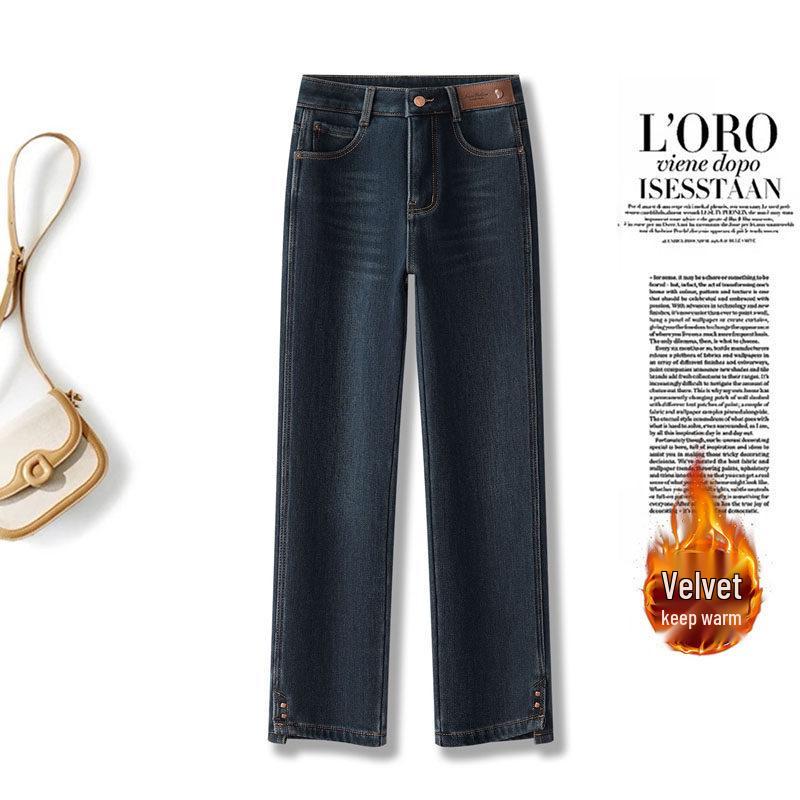 Women s Retro Blue Denim Cropped Cigarette Pants - Petite Plus, Narrow Leg, Velvet, Autumn/Winter 2026. S Waist 26