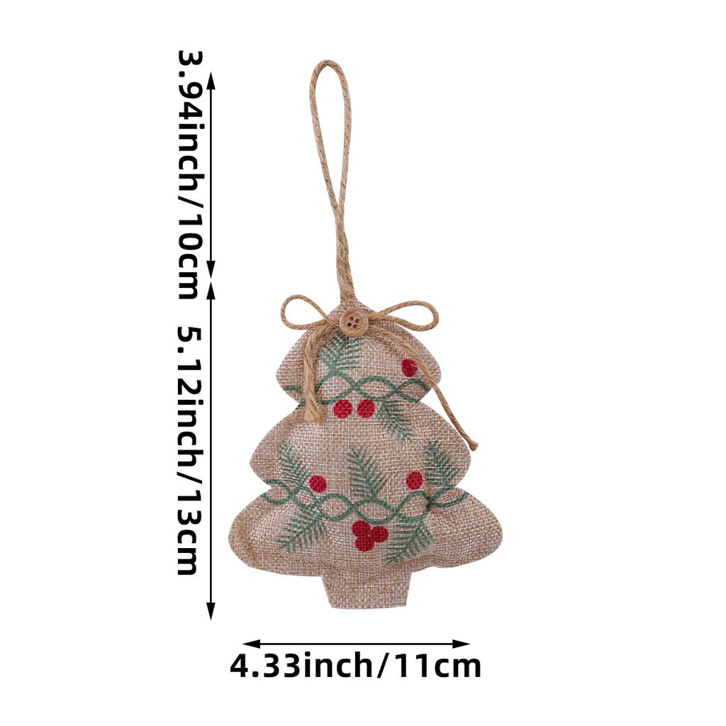 New Christmas Linen Pendant Printed Five-pointed Star Christmas Tree Shopping Mall Decoration Small Pendant