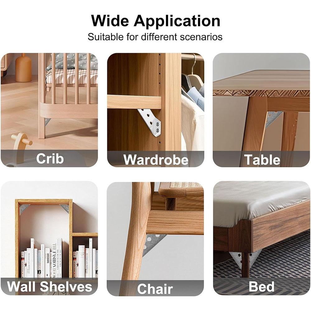 Thickened Stainless Steel Angle Bracket 90 Degree Right Angle Fixing Connector for Furniture Accessories