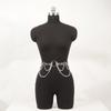 Black Leather Waist Chain Belt for Women, Silver Metal Ring Chain Tassel Body Belt, Adjustable Fashion Dress Jean Belt