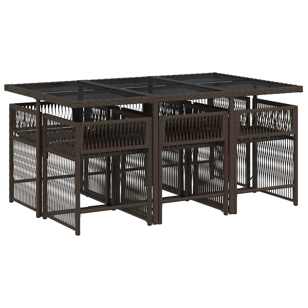 Vidaxl 7-Cz. Garden Furniture Set, With Cushions, Brown, PE Rattan
