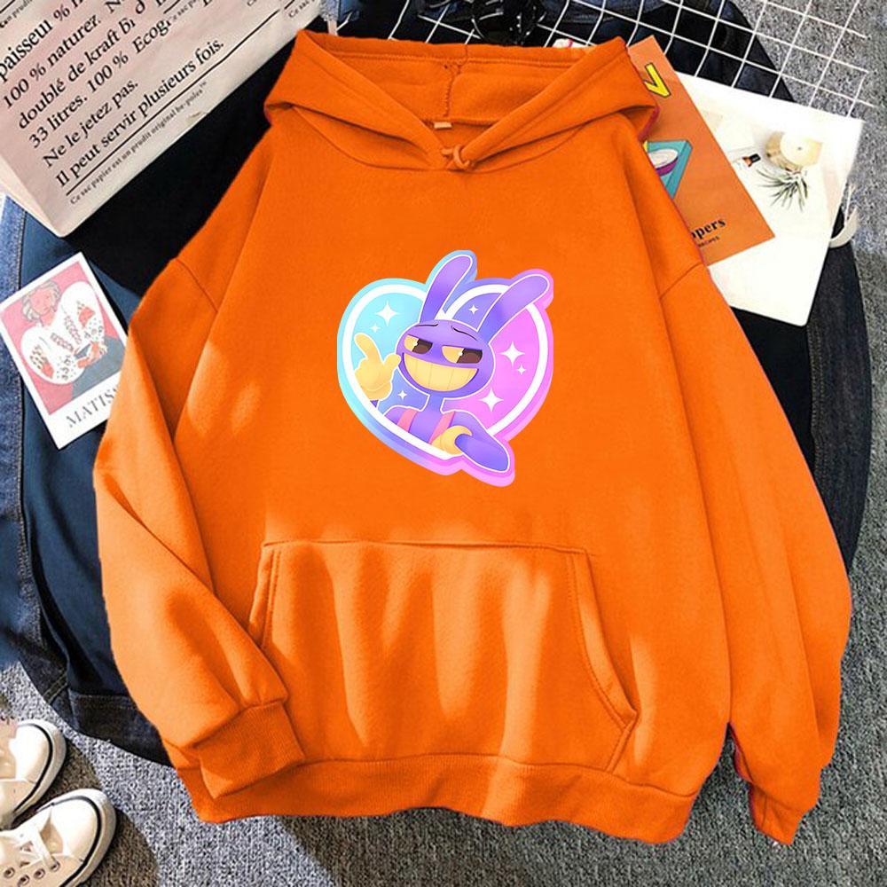 

Дивовижний цифровий цирк Джекс Кролик Осінь і Зима Нові Принтовані Толстовки Повсякденні Вільні Пуловери з Довгим Рукавом Одяг Чоловічий XS помаранчевий