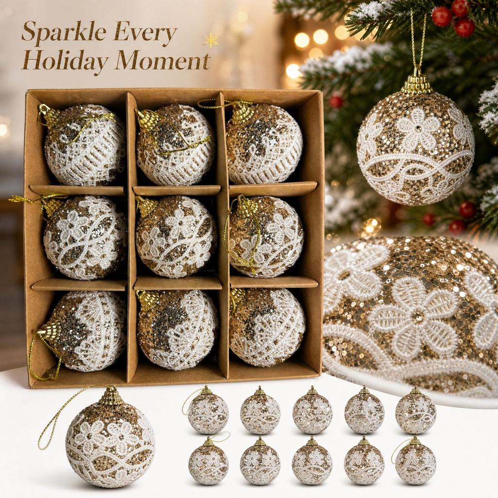 Boxed Set of Hanging Colored Christmas Tree Ornament Balls for Holiday Decorations