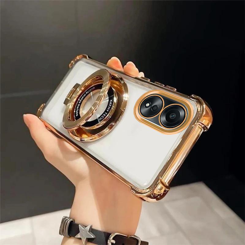 

Для чехла oppo A16 Роскошный чехол с гальваническим покрытием и подставкой Противоударный прозрачный чехол для OPPO Reno13F 12F 11F 13 A17 A58 A57 A78 10Pro 13Pro 12Pro Чехол A17