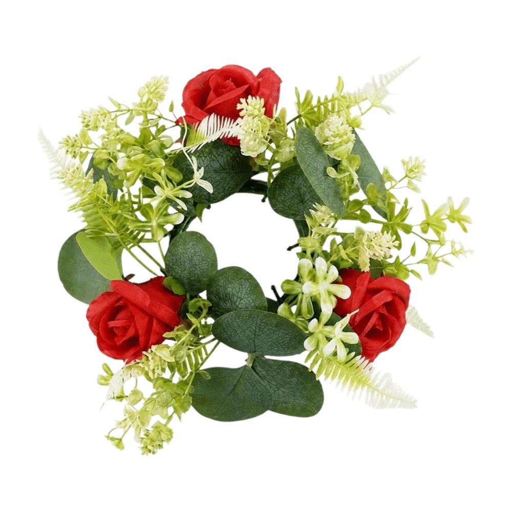 Rose Pillar Candle Holder Exquisite Eucalyptus Leaf Candlestick Wreath Candle Holder Party