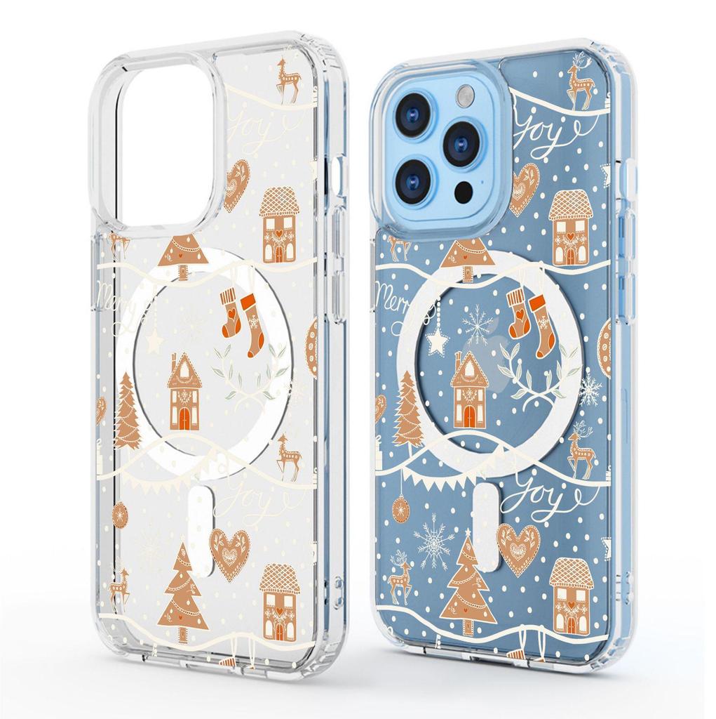 Christmas House Magnetic Transparent Full Coverage Case for iPhone 15/16/17 Pro Max